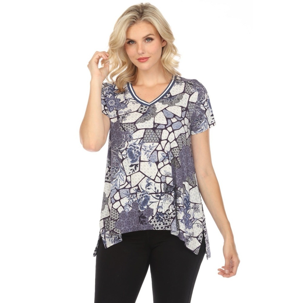 Johnny Was The Janie Favorite Drape Tunic Tee S Moonlight Glass T22524-2 Chic